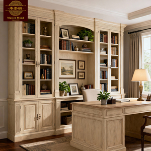 Libreria <span class=keywords><strong>in</strong></span> <span class=keywords><strong>Legno</strong></span> Massello Multistrato di Design Personalizzato, Stile Classico di Lusso, con Ante <span class=keywords><strong>in</strong></span> Vetro per Biblioteca e Ufficio - Product Image 3