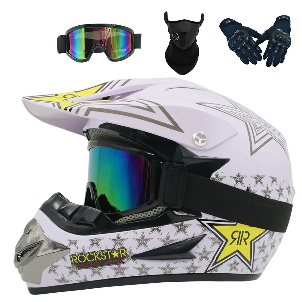 Kunden spezifisches Motorrad Atv Dirt Bike Bunter Retro Vollgesichts-Mountainbike-Motorrad helm mit 3 kostenlosen Geschenken