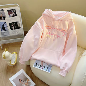 High Quality Breathable Jersey Letter Pattern Embroidered Three-Dimensional Bow <strong>Hoodie</strong> for Women's Autumn Winter - Product Image 5