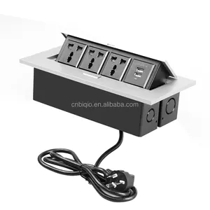 Boîte de prise de table pour salle de conférence avec 3 prises universelles et 2 ports USB