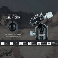 Rotule panoramique professionnelle en métal à 360 degrés pour trépied, support de rotule pour trépied, appareil photo numérique reflex