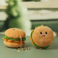 Pendentif hamburger en peluche mignon, porte-clés créatif en velours avec rembourrage en coton PP