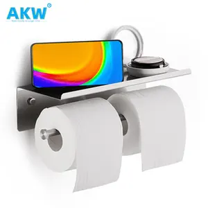 Wholesale Customized New Bathroom Wall-mounted Roll Toilet Paper Holder With Phone Shelf
