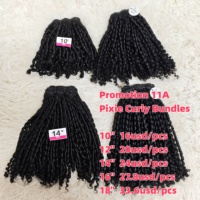 Promotion $16 Letsfly 11A Cheveux vierges bruts bouclés Pixie 100% naturels Extensions de cheveux humains 10-18 pouces Double Drawn Lots complets de mèches
