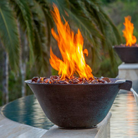 Fontaines d'eau en acier corten pour l'extérieur, fonction cascade, alimentation au gaz naturel, 800x800x400mm, couleur rouille naturelle, pour piscine
