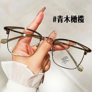 31153 Gafas de hombre con media montura cuadrada, lentes de PC, anti luz azul, estilo empresarial, diseño cuadrilátero - Product Image 5