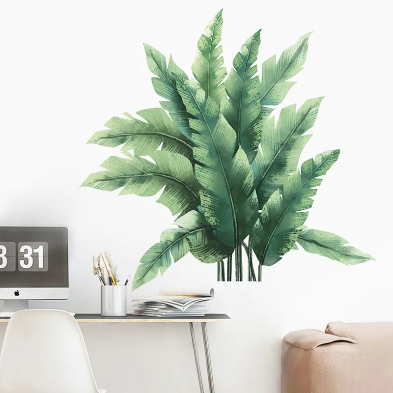 Custom Wall Decals For Family Jungle Plant Wall Stickers for Living Room Bedroom Playroom Decor Tropical Leaves Wall Decals