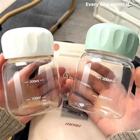 Gobelet à eau en verre miniature portable de style Ins, mignon, résistant à la température, pour boissons familiales, café, lait
