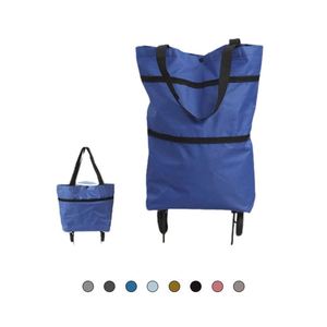 Wholesale <b>Trolley</b> Fashionable Oxford Cloth <b>Foldable</b> Shopping Tote Bag With Wheels - Product Image 1