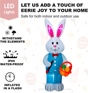 Conejo Gigante Inflable de 8 Pies para Pascua - Conejo Iluminado que Sostiene una Cesta de Huevos de Pascua para Decoración de Jardín, Patio y Fiestas - Product Image 6