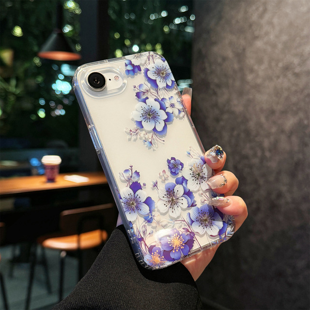 Cute 3D Laser Floral Pattern Case for iPhone 16e Se4 16se 16 15 14 13 Shockproof Soft TPU Cover Girls Women Fashion Accessory