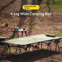 Lit pliant d'extérieur en alliage d'aluminium 7005 élargi de 190 cm, lit de camping portable à double hauteur pour le camping et les pauses