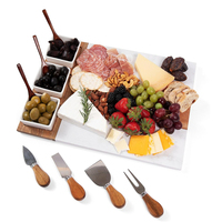 Cadeaux de pendaison de crémaillère, planches à fromage en bois et marbre gravées sur mesure, plateau de service à fromage avec ensemble de couteaux, bols en céramique et cuillères en bois