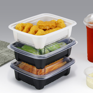 Hộp cơm trưa nhựa hình vuông dùng một lần, có thể dùng lò vi sóng, kèm nắp, dùng để bảo quản thực phẩm và mang đi, đóng gói trong thùng carton - Xuất xưởng trực tiếp - Product Image 2