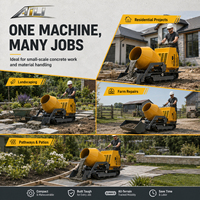 Mini-dumper malaxeur à béton, petit camion malaxeur à béton autochargeur, tambour inclinable de 750 kg