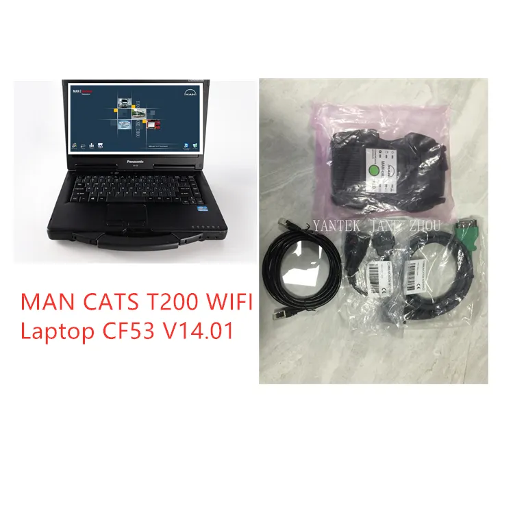 شاحنة تشخيص أدوات M-A-N القطط T200 واي فاي كابل شبكة محلية نسخة عالية الجودة مع CF53 البرمجيات v14.01