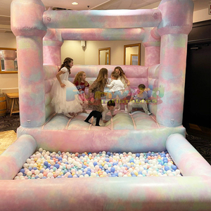 Castillo inflable comercial para fiestas infantiles, con diseño tie dye, con piscina de pelotas, castillo hinchable. - Product Image 6