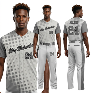 Maillot de baseball Haq Meharban pour homme, manches courtes, sublimé, anti-humidité, blanc et gris, vêtements d'équipe 24 - Product Image 6