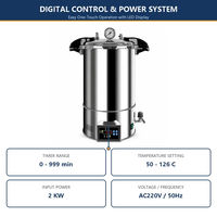Sterilisator Uap Autoklaf Digital 24L Buka Cepat Vertikal Stainless Steel Laboratorium Medis 126C 0.165MPa 15kg