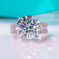 Damenring aus 925er Silber mit 10 Karat Brillantschliff-Diamant (Past D Color) und Moissanit – Edler Hochzeitsschmuck