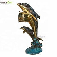 Décoration de la maison thème Animal taille réelle métal Bronze laiton Double dauphin Statue boîte aux lettres
