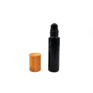 Botella de Vidrio Negra Vacía para Perfume o Aceite, <span class=keywords><strong>con</strong></span> Tapa de Rosca y <span class=keywords><strong>Rodillo</strong></span> para el Cuerpo, <span class=keywords><strong>con</strong></span> Caja, de Alta Calidad, 10 ml, Serigrafiada - Product Image 2