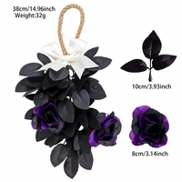 Bouquet de fleurs d'hibiscus artificielles faites à la main pour Halloween, décoration noire pour fête en plein air, style minimaliste
