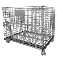 Palettes métalliques robustes à grille de fil, empilables avec verrouillage, caisses de stockage pour entrepôt, boîtes de rangement OEM en acier à faible teneur en carbone