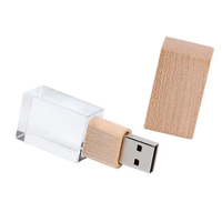 Clé USB en bois de luxe avec LED, clé USB en cristal, logo lumineux, cadeau de mariage, clé USB en verre, clé USB pour la photographie