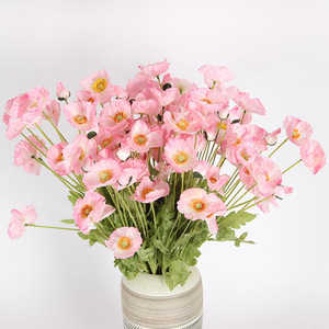 Fleurs de pavot artificielles, bouquet de fleurs en soie, décoration de mariage, arrangement floral à tige unique - Product Image 1