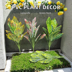 <span class=keywords><strong>Codiaeum</strong></span> <span class=keywords><strong>variegatum</strong></span> ใบไม้เทียมสีเขียวตกแต่งสำหรับโรงแรมวัสดุพลาสติกสำหรับตกแต่งภายในโรงแรม - Product Image 3