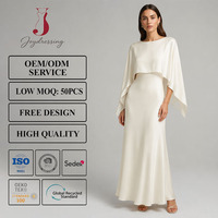Robe longue en satin blanc Joydressing avec cape superposée, robe de soirée élégante, robe pour invitées de mariage, vente en gros, OEM personnalisé
