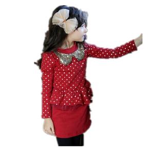 Ropa Infantil al por Mayor, Vestido de Manga Larga con Estampado de Puntos Estilo Coreano para Niñas Pequeñas, de Fábrica China - Product Image 1