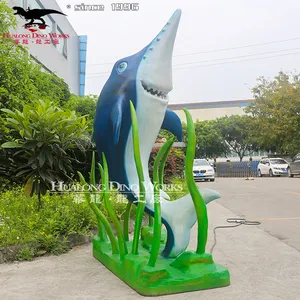 Theme Park Life Size Fiberglass Shark Statue for Decoration