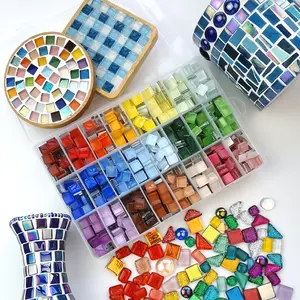 正方形ステンドグラスストリップ趣味アートクラフト素材透明ガラスモザイクピースDIYモザイクタイル