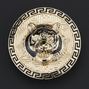 내부 크기 40mm 솔리드 황동 사자 머리 서양 이름 플레이트 벨트 버클 - Product Image 3