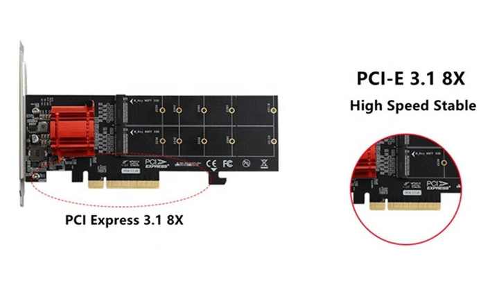 PCI-E X8 to 2*M.2 Nvme SSD Converter - BJD-TXB122 in Stock