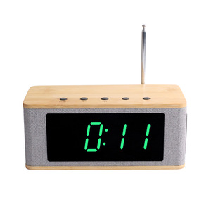 Xách tay nhỏ tre tự nhiên trường hợp màn hình Acrylic LED hiển thị FM bảng đồng hồ báo thức với FM <span class=keywords><strong>radio</strong></span> - Product Image 4