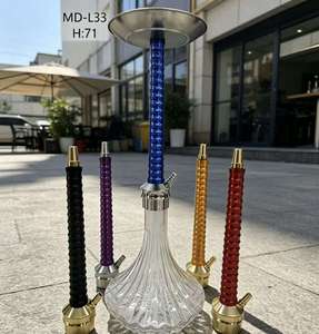 Moderno Set de Hookah con Base Transparente, Soporte Metálico y Tubos Texturizados, Pipa de Agua para Salón, Bar, Cafetería y Uso Doméstico - Product Image 4