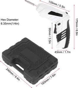 AKX Kit de <span class=keywords><strong>tournevis</strong></span> <span class=keywords><strong>électrique</strong></span> portable 3.6V ABS blanc multi-usage avec interface USB pour le vissage - Product Image 4