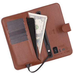 Cartera de Cuero PU con Cargador Inalámbrico <span class=keywords><strong>para</strong></span> Teléfono Móvil de 6800 mAh, Batería Externa, Tarjetero, Carteras de Diseño <span class=keywords><strong>para</strong></span> <span class=keywords><strong>Hombre</strong></span> - Product Image 1