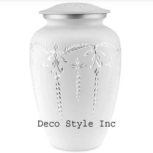 Metal Adult Cremation Urn for Ashes in Matt White - Product Image 1