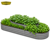 Bacs de jardin surélevés de 21 pouces de hauteur, en acier ondulé gris foncé, avec fond ouvert, pour légumes et herbes australiennes, OEM ODM