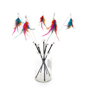 Großhandel bunte Feder interaktive Katzen spielzeug Feder Zauberstab spielen Katzen spielzeug Teaser Stick - Product Image 2