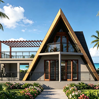 Hôtel conteneur préfabriqué en A, villa de vacances modulaire triangulaire à deux étages, maison de villégiature préfabriquée portable