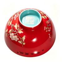 Tasse à thé Kung Fu chinoise traditionnelle en porcelaine rouge vif de qualité supérieure, motif fleur de prunier, résistante à la chaleur et durable