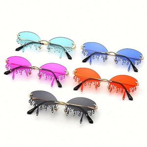 2020 Newest Vintage Fashion Unique Women Diamond <b>Sunglasses</b> Rimless Crystal Tears Shaped Punk <b>Sunglasses</b> - Product Image 3