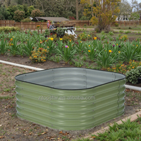 Jardinière surélevée/pot à fleurs modulaire en métal ondulé de luxe 4N1-17, 17'' de hauteur, galvanisée, à usage domestique, motif carré