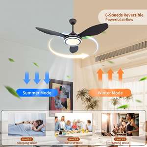 Best Modern Industrial <b>Light</b> <b>LED</b> Plywood Ceiling Fan with 3 Blades 6-Speed DC Motor Smart Remote <b>Control</b> Dimmable & High CRI 95 - Product Image 6
