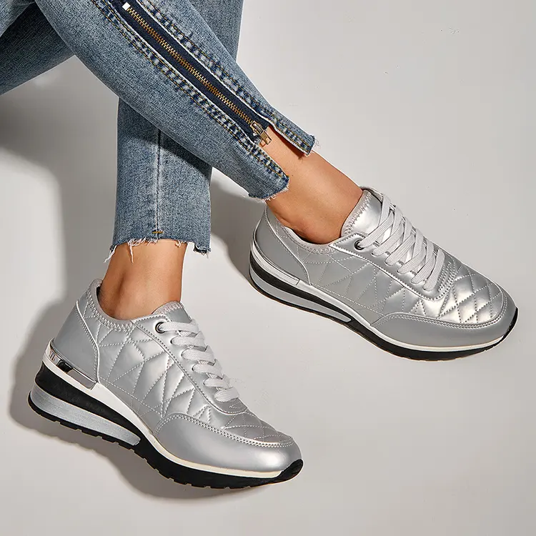 Private Label Sliver Platform Fall 2023 Thick Sole Woman Sneaker